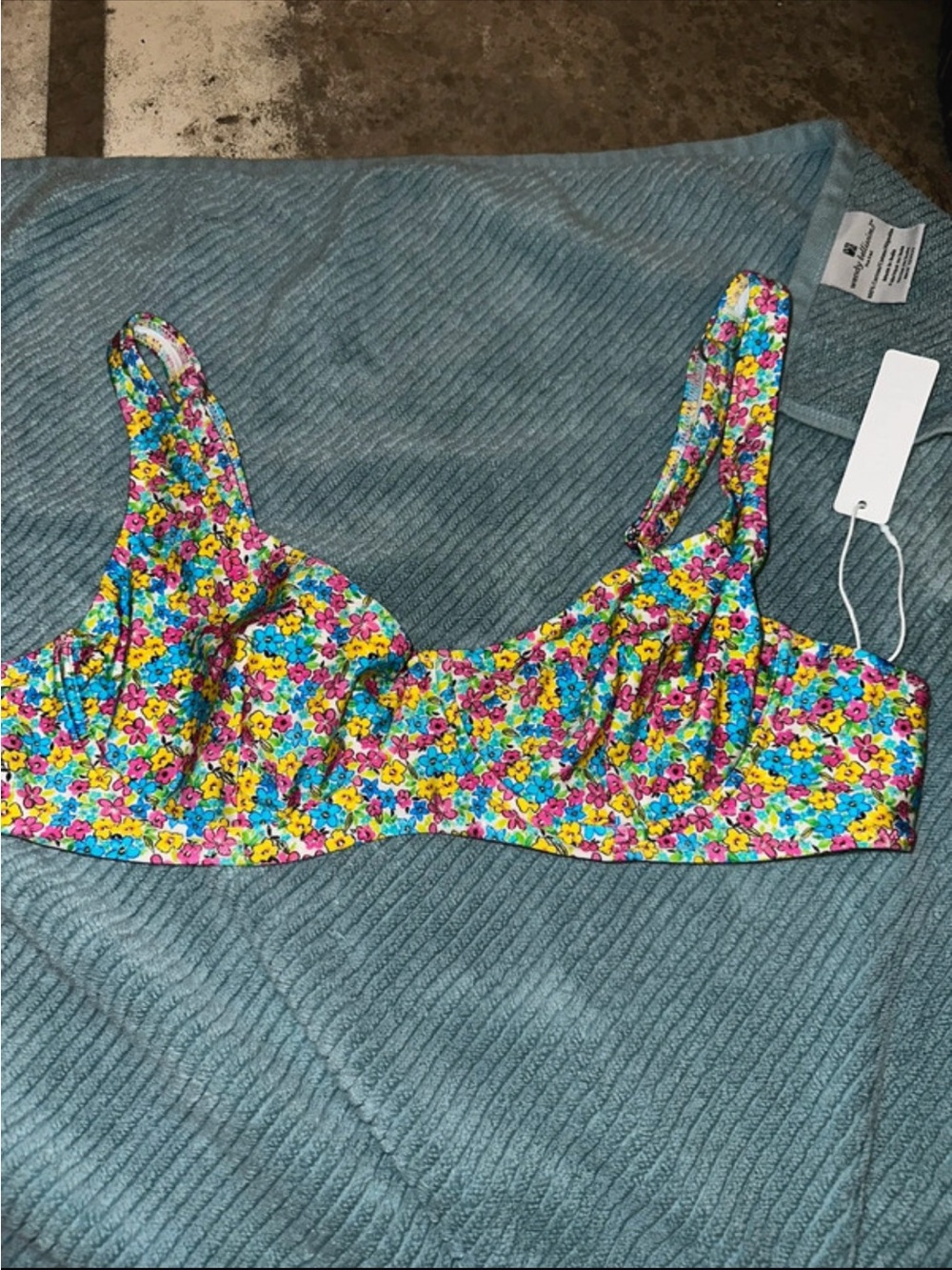 Bright floral bikini swim top size XL